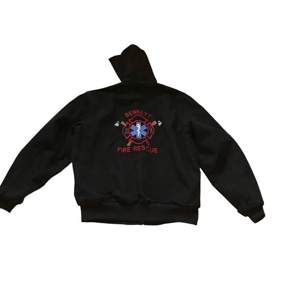 VTG Carhartt Jacket (JR115) -Mens X Large Tall Black Faded Canvas Hooded Work90s - Picture 4 of 11